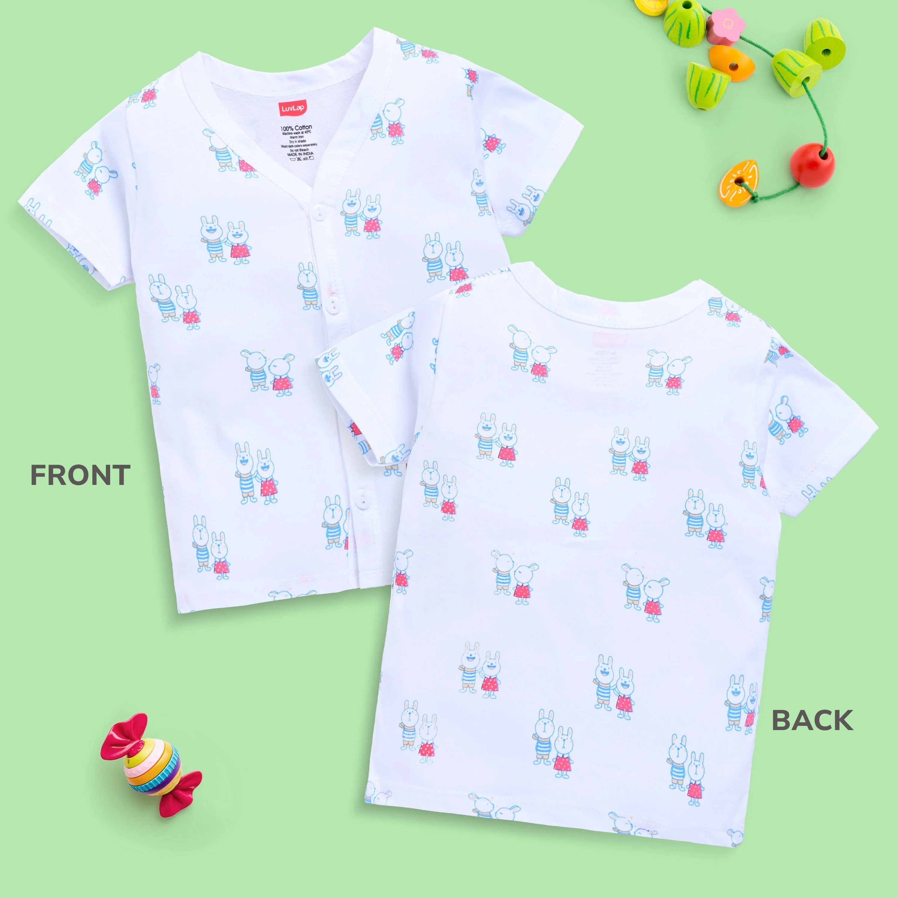 Baby Boys & Girls Regular Fit 100% Cotton Half Sleeves Jhabla Pack Of 4 - Image 3