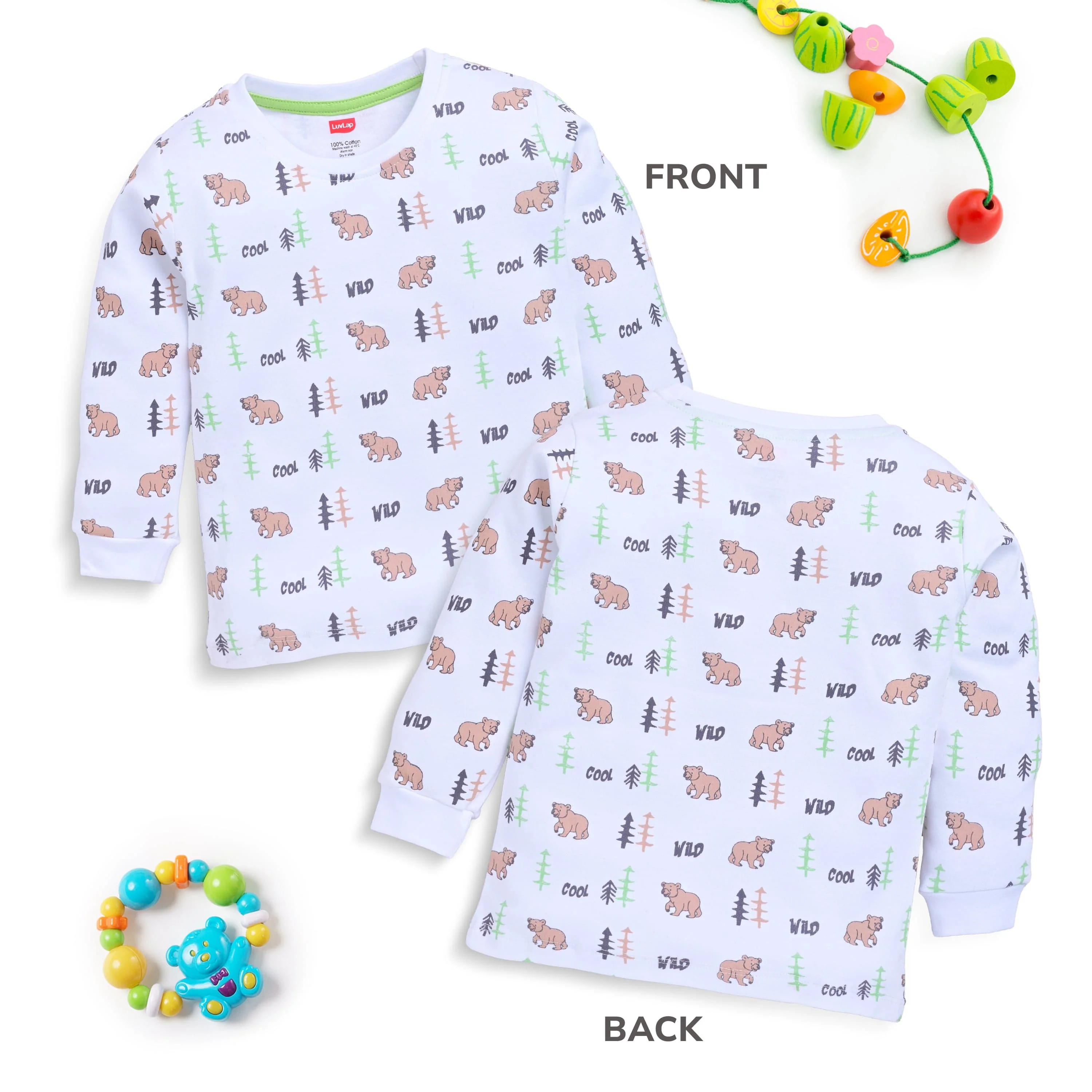 Baby Boys Regular Fit 100% Cotton Full Sleeves Boys T-Shirts Sets Pack Of 4, Mango, White, Provincial Blue & Baltic Sea - Image 3