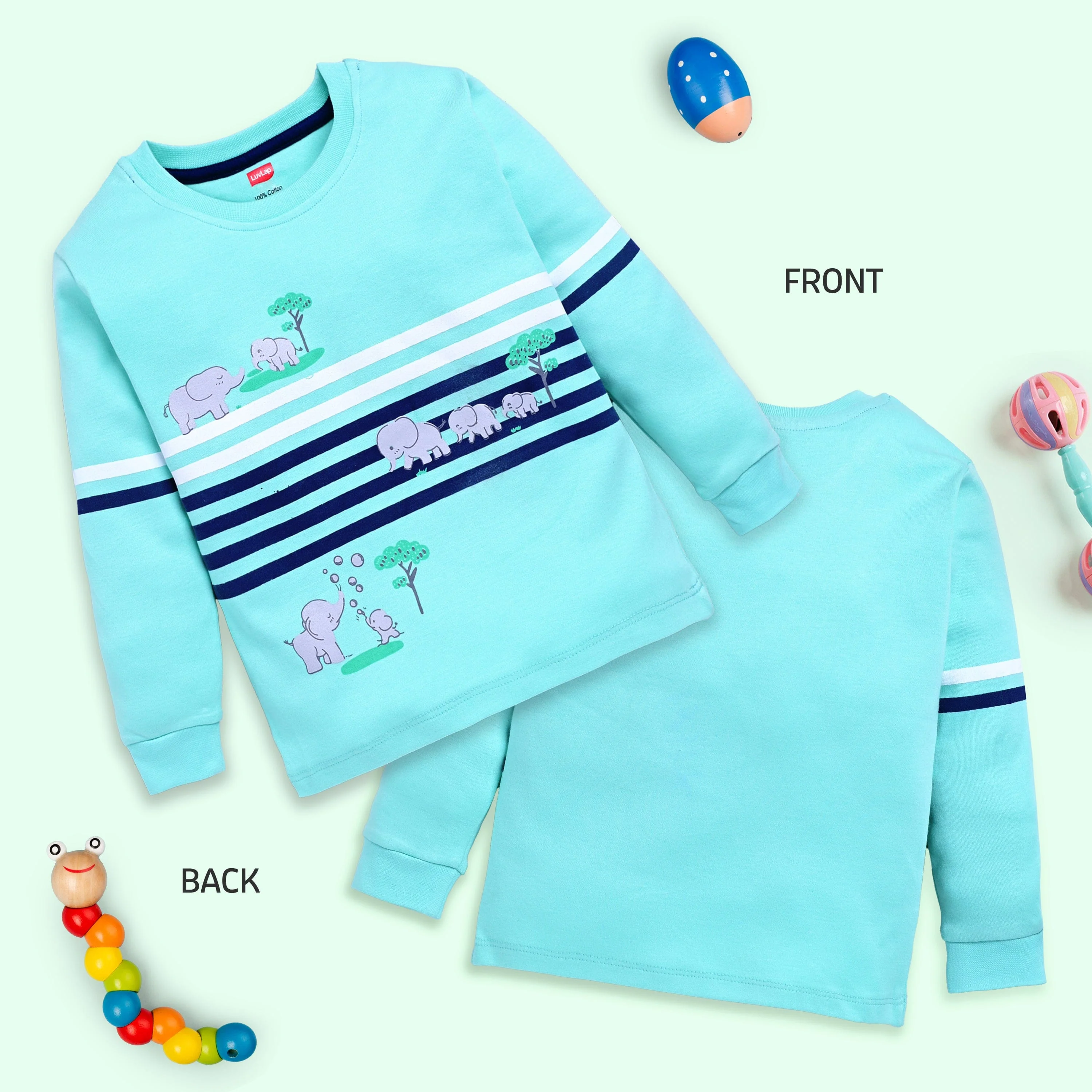 Baby Boys Regular Fit 100% Cotton Full Sleeves Boys T-Shirts Sets Pack Of 4, White, Lt.Pastel Green, Mango, Off White - Image 3