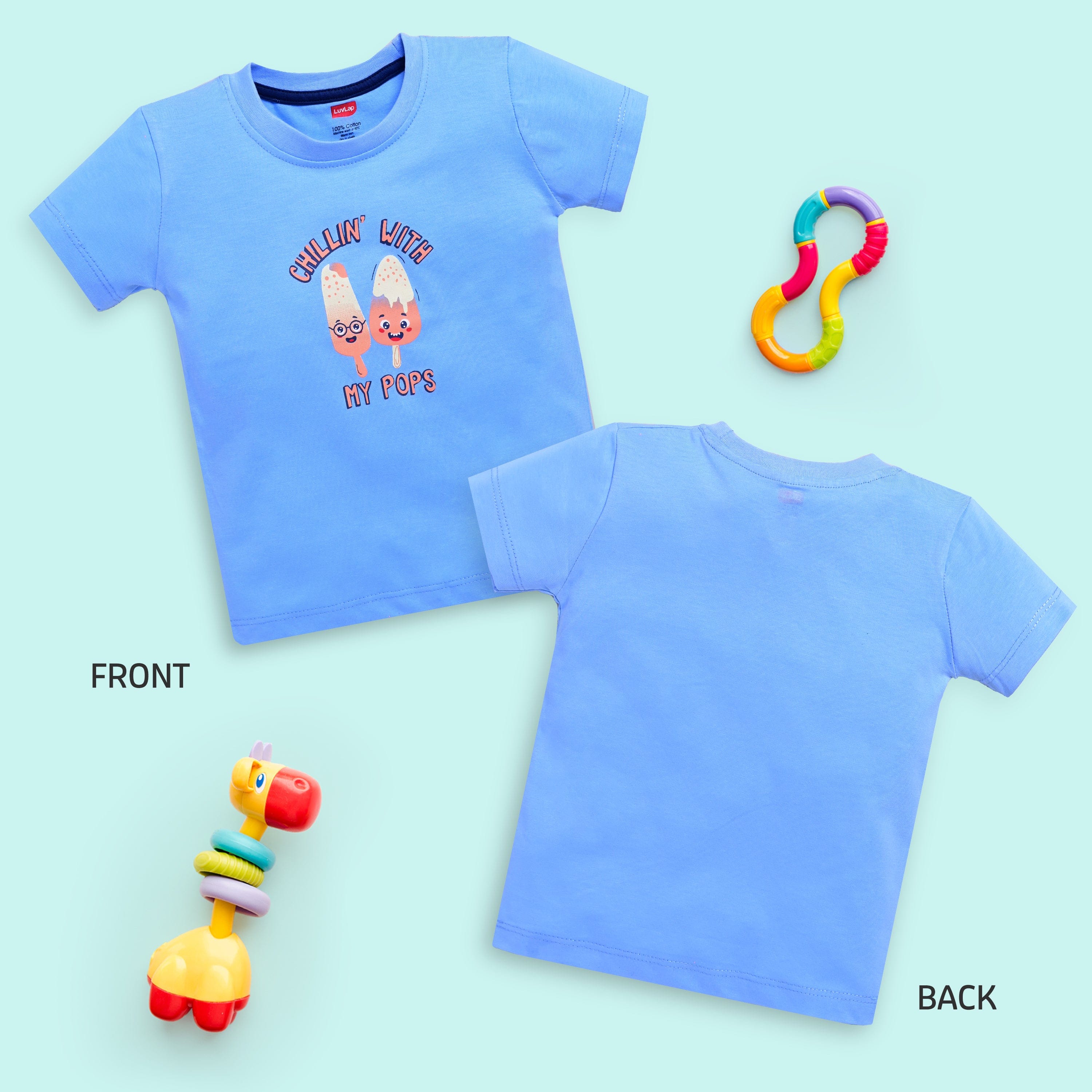 Baby Boys Regular Fit 100% Cotton Half Sleeve Boys T-Shirt Pack Of 5, Powder Blue, Red, Sea Foam Green, Peach Whip & Papaya - Image 3