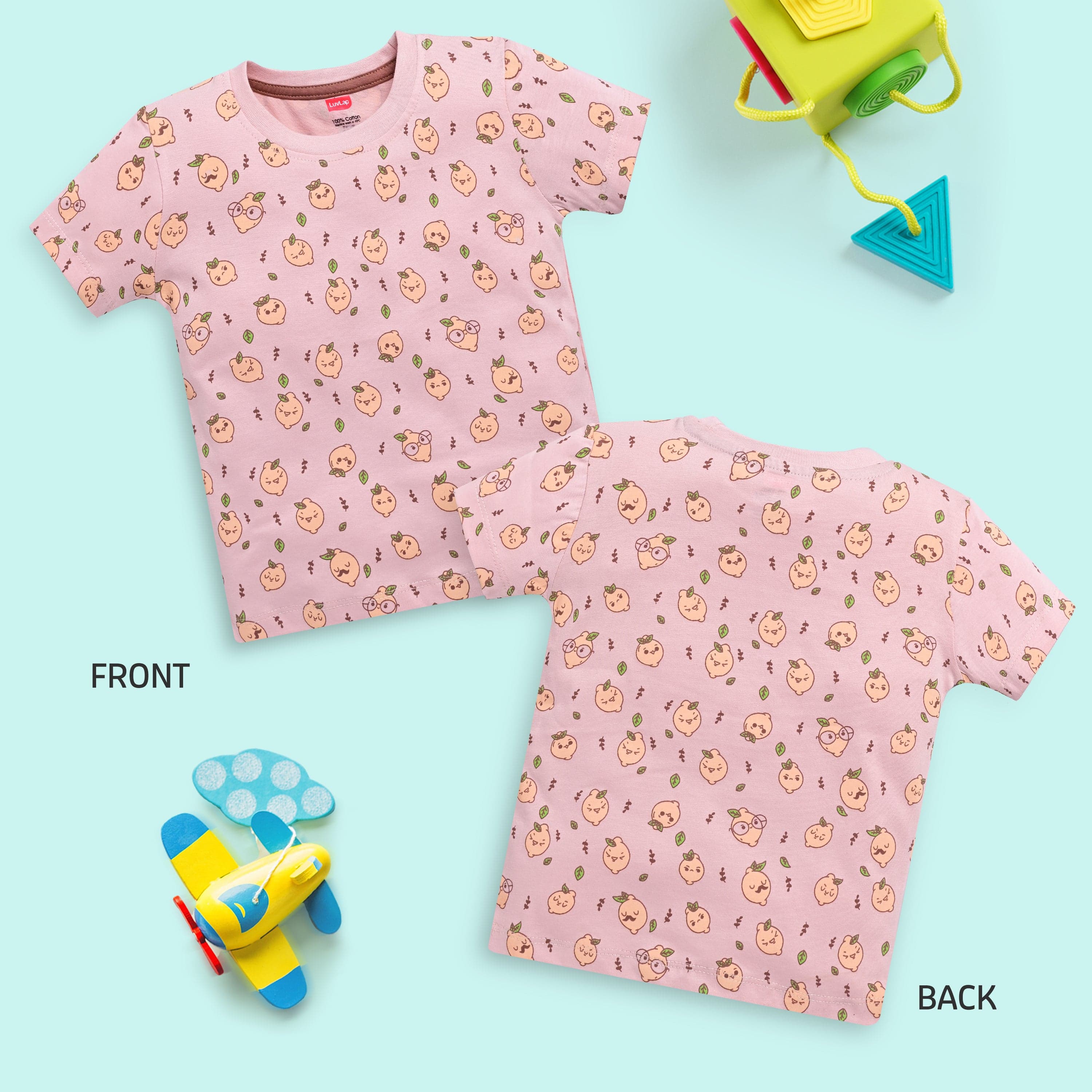 Baby Boys Regular Fit 100% Cotton Half Sleeve Boys T-Shirt Pack Of 5, Powder Blue, Red, Sea Foam Green, Peach Whip & Papaya - Image 4