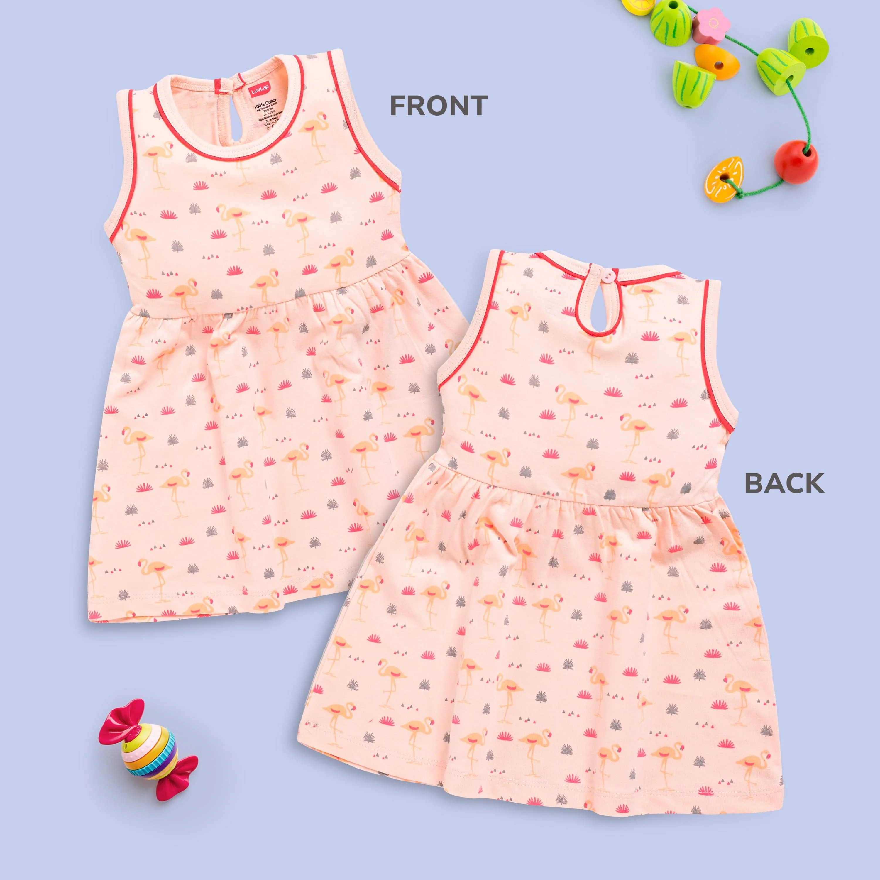 Baby Girl 100% Cotton Sleeveless Girls Frock Pack Of 3 - Image 3