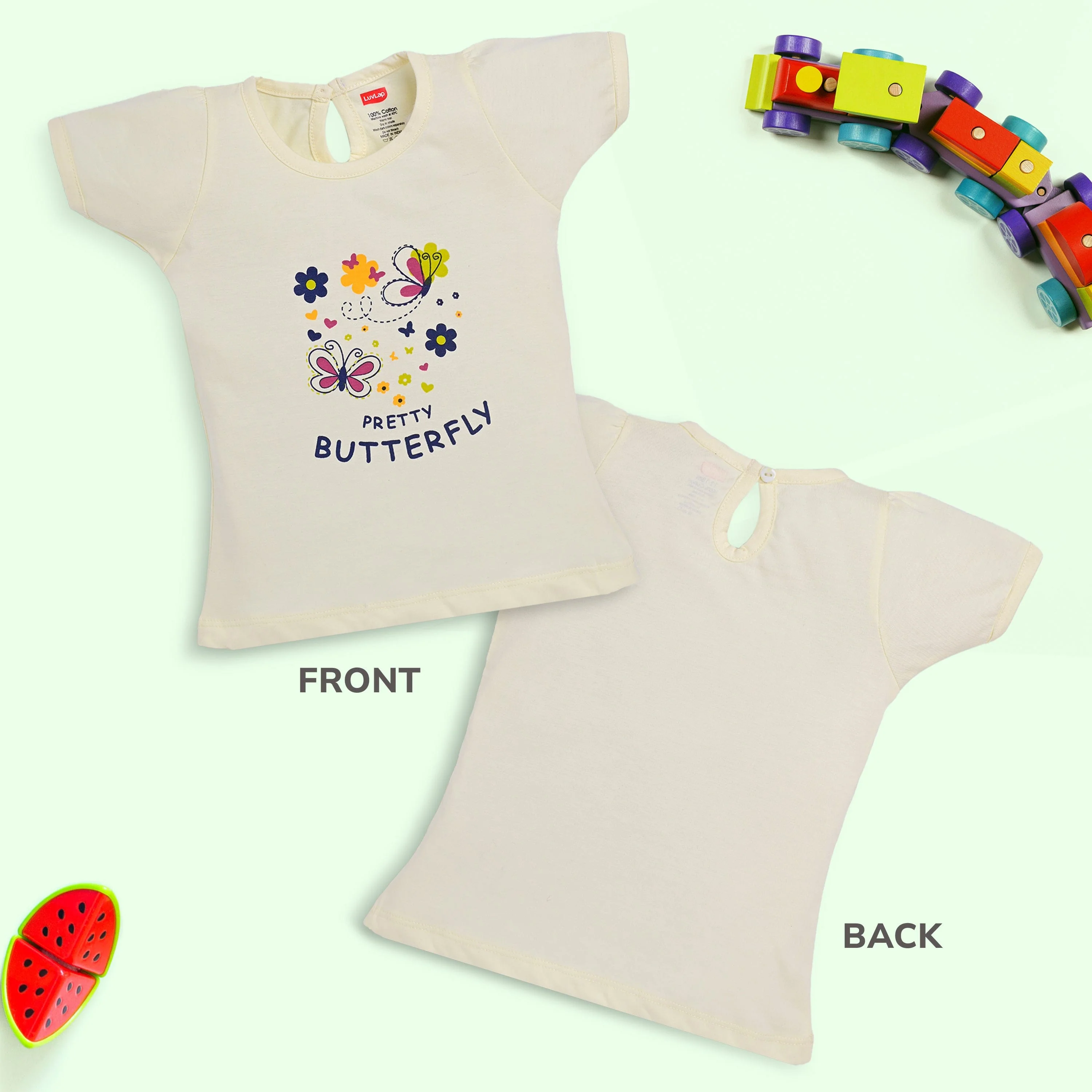 Baby Girls Pack Of 5 Half Sleeve Top 100% Cotton - Image 3