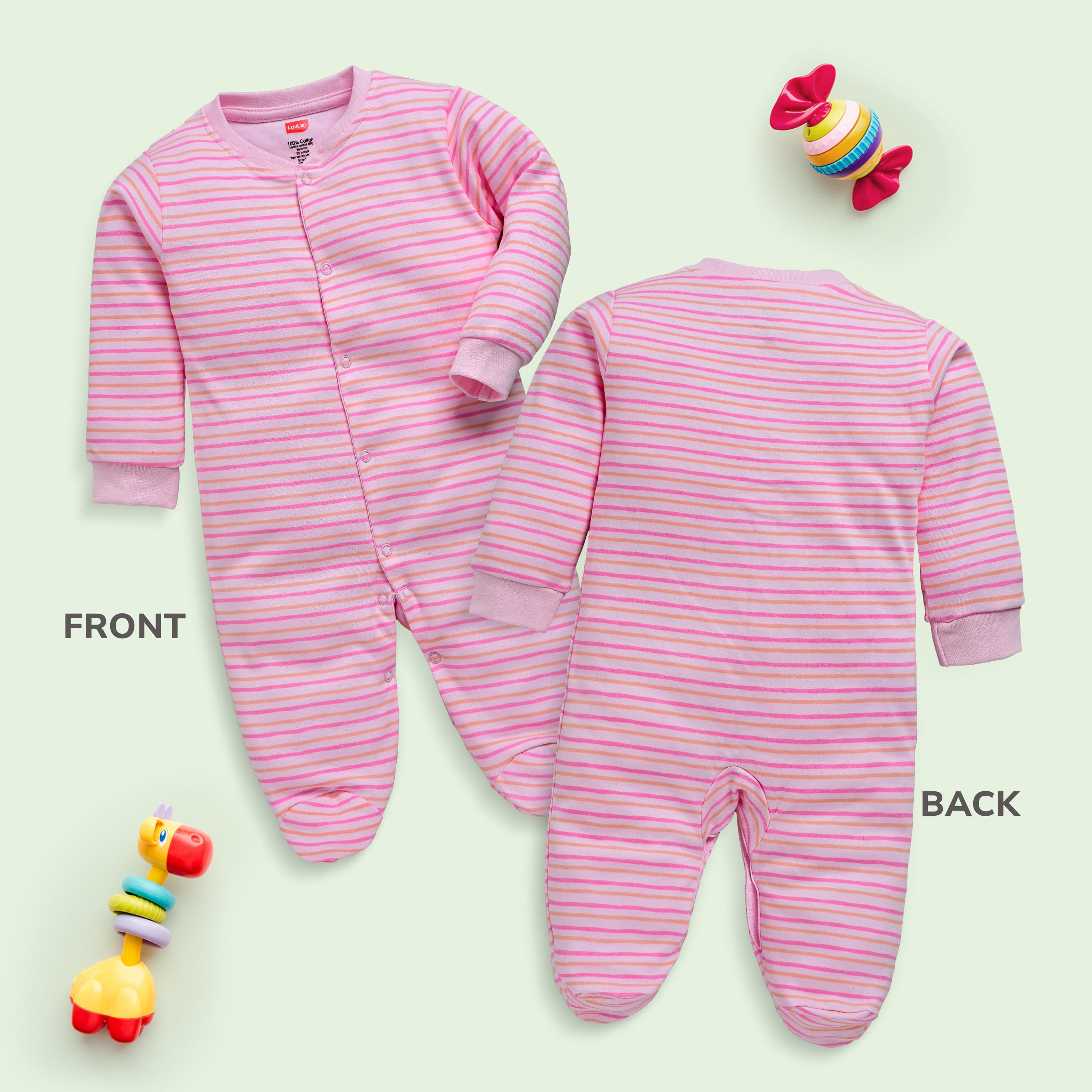 Baby Boys & Baby Girls Pack Of 3 Full Sleeve Romper/Bodysuit 100% Cotton - Image 3