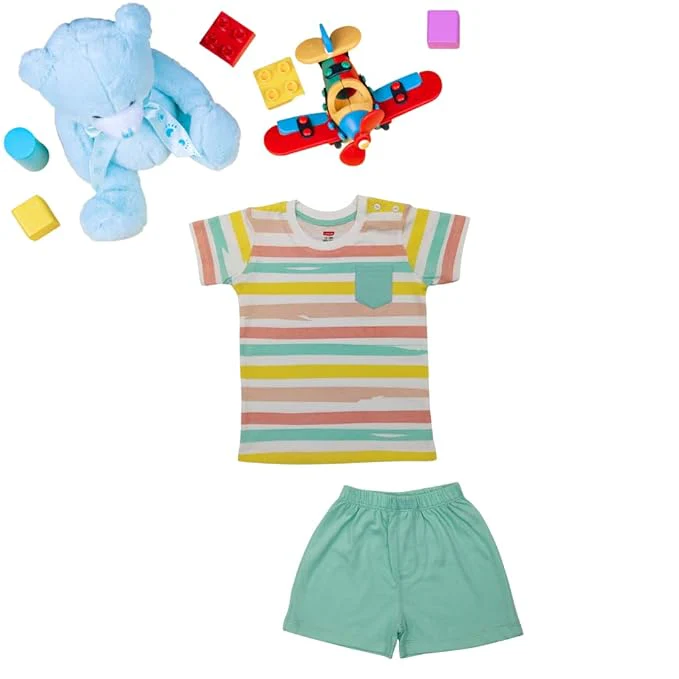 LuvLap Half Sleeve Boys T-Shirt & Shorts Sets, For Baby, Infants & Toddlers, Multicolour, 100% Cotton, Baby Boy Dress, Baby Boy Clothes, Kids Clothing, Pack Of 3 - Image 4